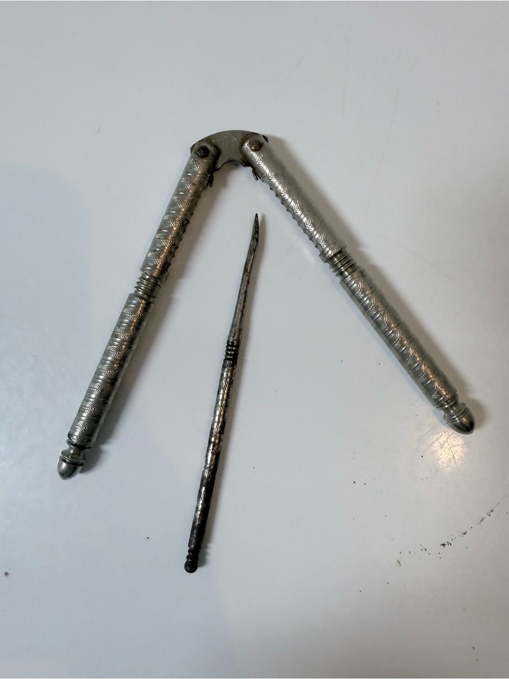 Silver Nutcracker Tool with Matching Pick